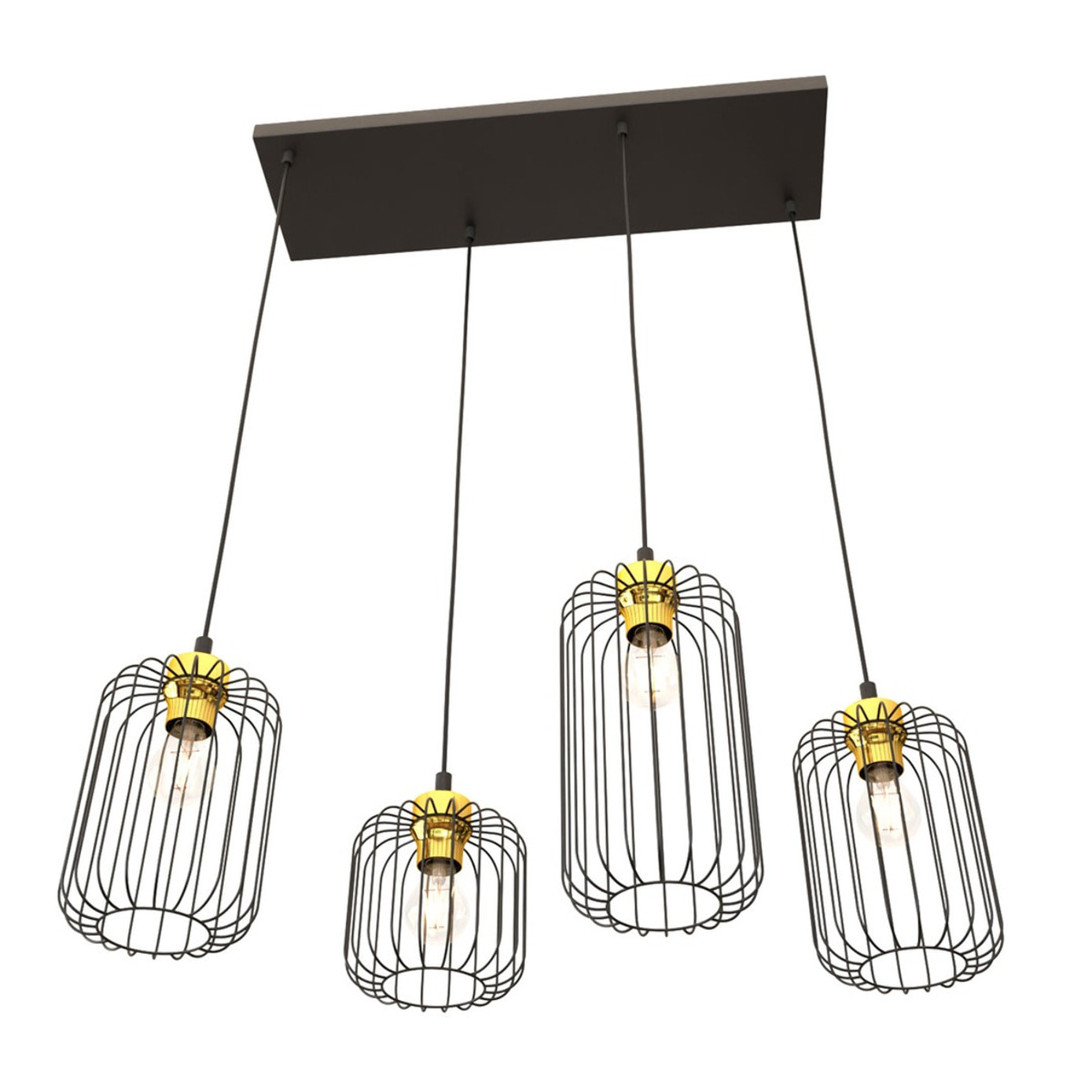 Lampada a sospensione Vander in acciaio nero e oro