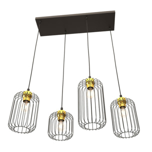 Lampada a sospensione Vander in acciaio nero e oro