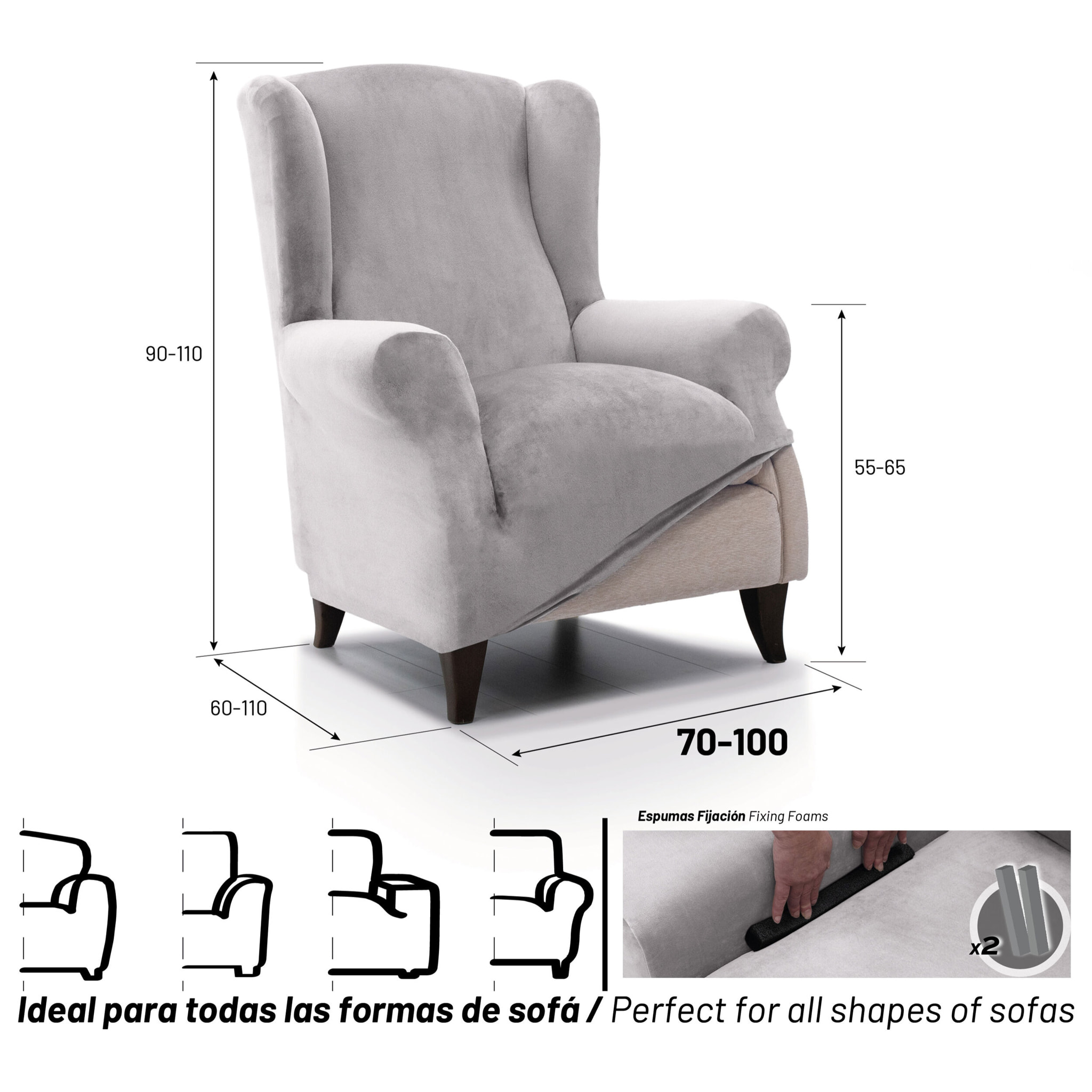 Funda TERCIOPELO ANTIMANCHAS Multi elástica para OREJERO modelo VERONICA