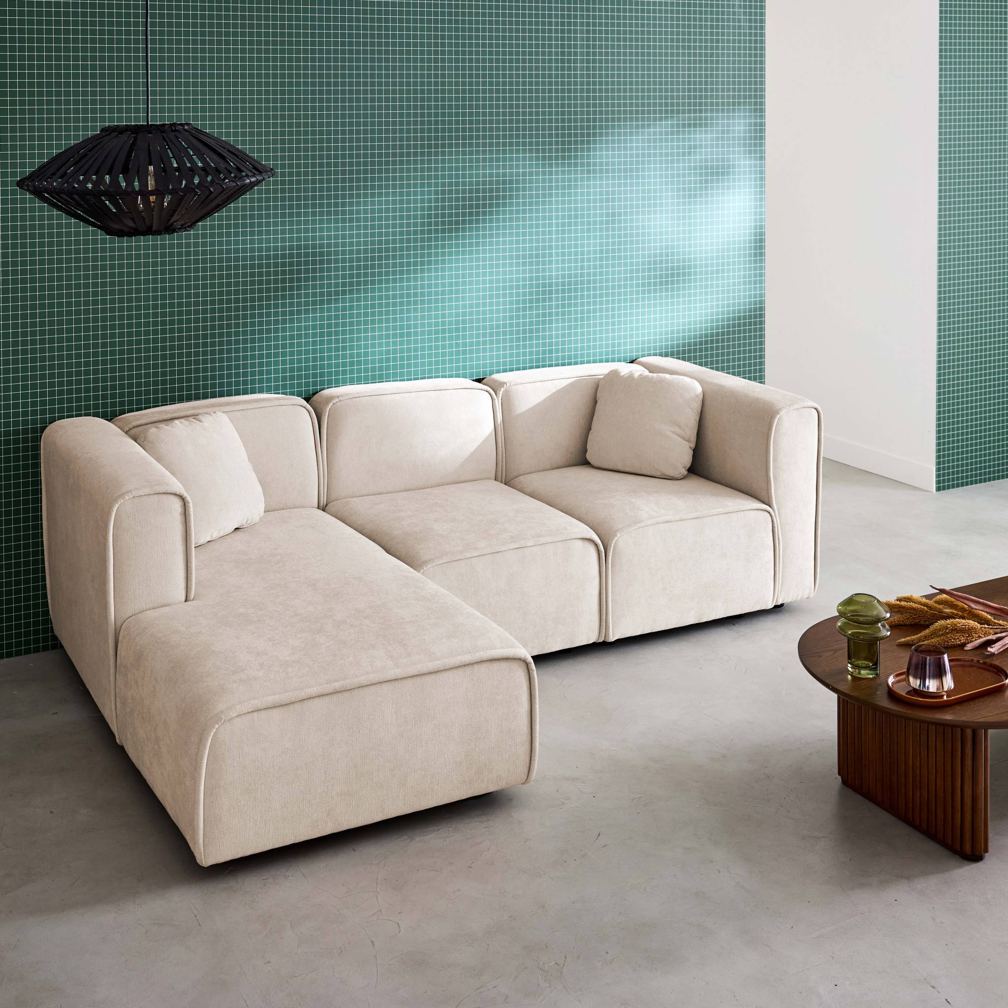 Canapé d'angle gauche 3 places tissu LESTER