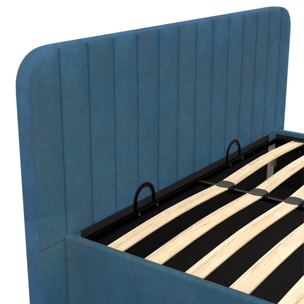 Lit coffre Valentina 140x190cm velours bleu