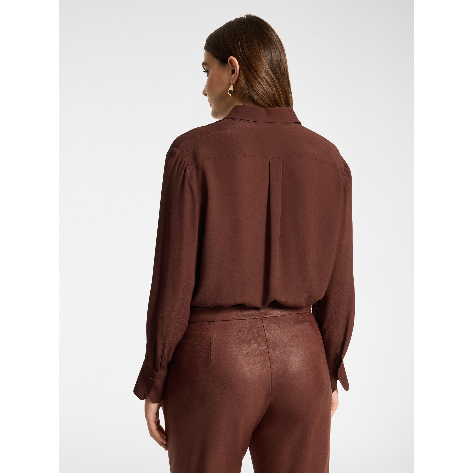 Elena Mirò - Camicia in viscosa con strass - Marrone