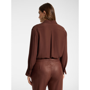 Elena Mirò - Camicia in viscosa con strass - Marrone