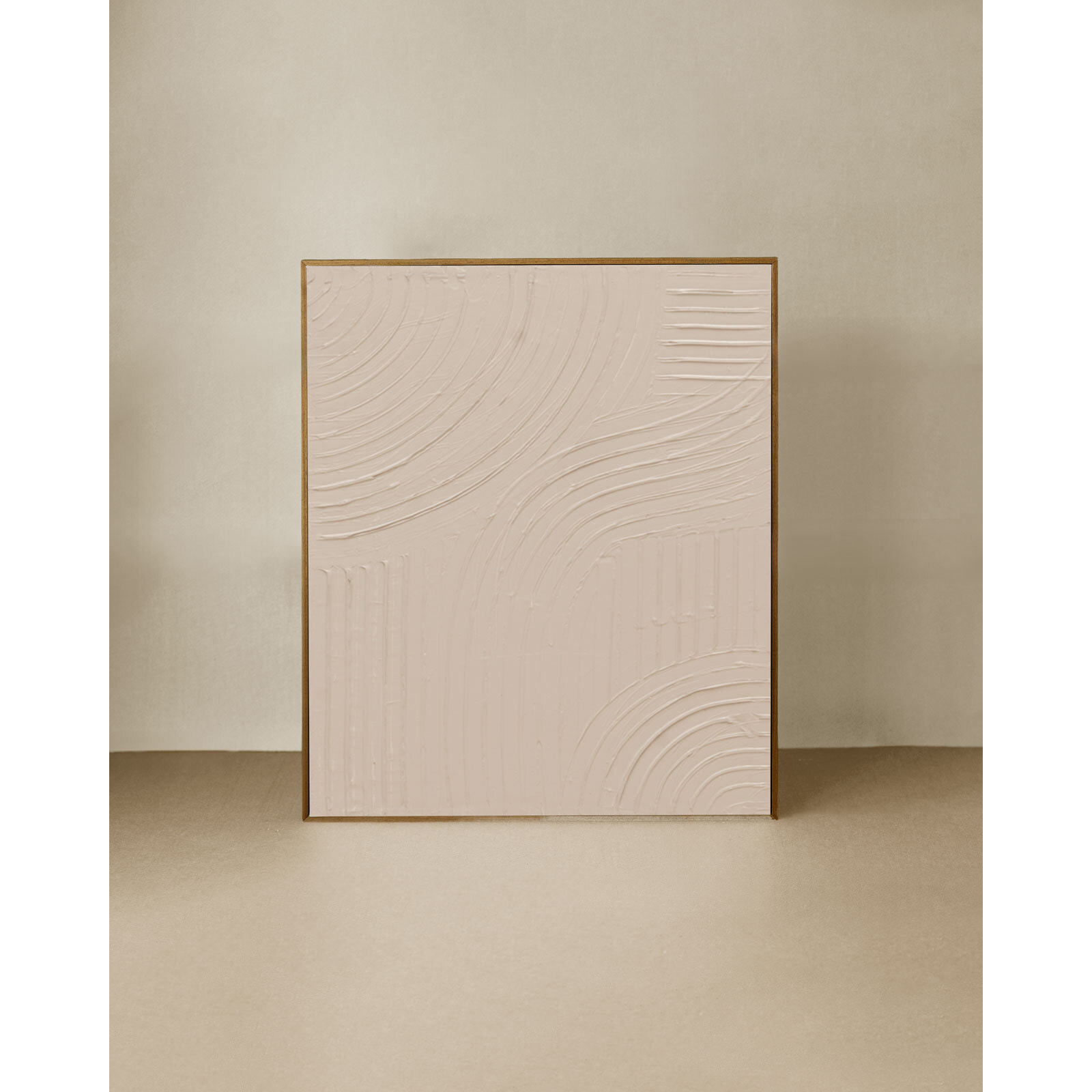 Tableau beige décoratif sur coton avec cadre en bois peint à la main à la peinture à l'huile en différentes tailles