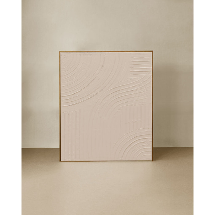 Tableau beige décoratif sur coton avec cadre en bois peint à la main à la peinture à l'huile en différentes tailles