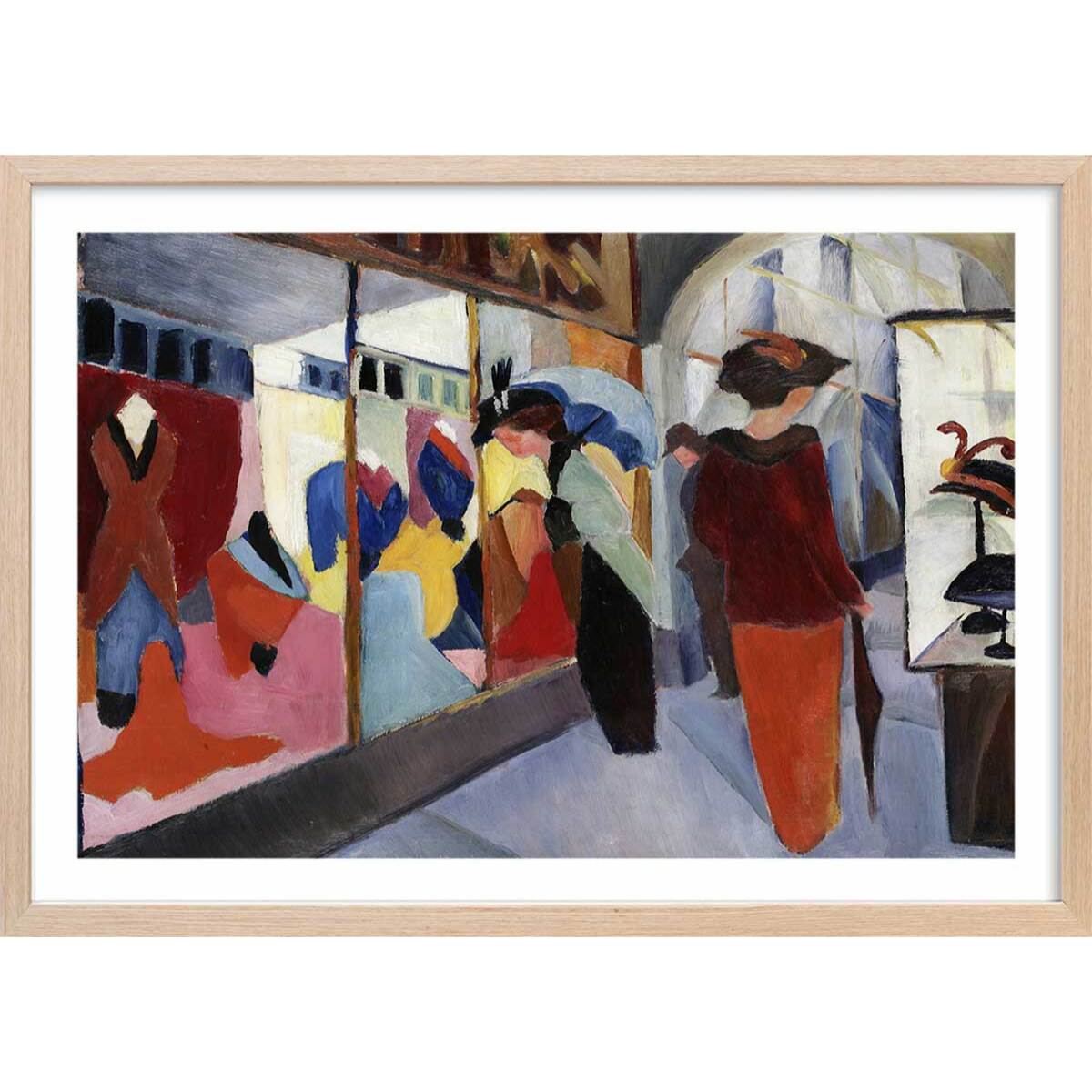 Poster La boutique de mode par August Macke Affiche + cadre en bois - Chêne