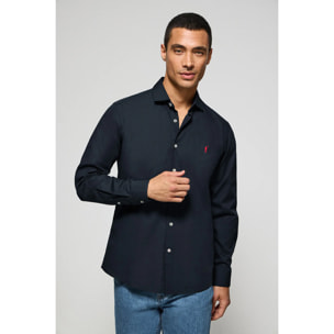 Camisa slim de popelín azul marino con logo bordado Rigby Go