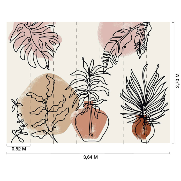 Papier peint plante et terre cuite Intissé