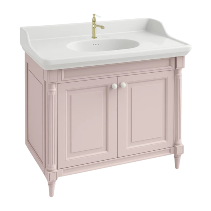 Pack meuble vasque Cléo 1889 rose velours + mitigeur or
