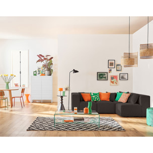 Arty - canapé modulable d'angle droit 5 places - en tissu mailles 3D - Gris foncé