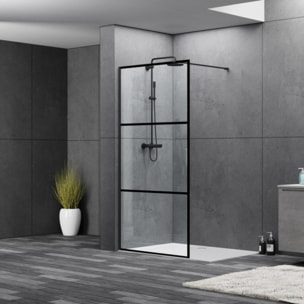 Walk-in paroi de douche à l'italienne 140 cm en verre, noir mat (SIKOWI140CP)