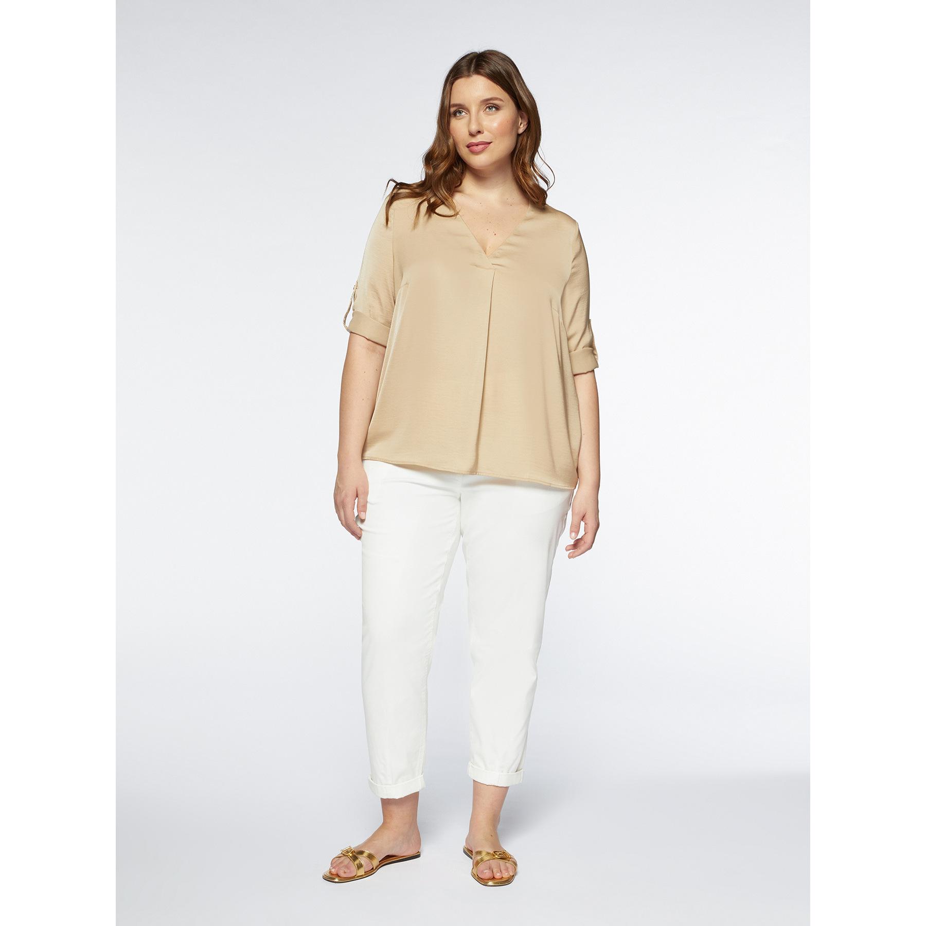 Fiorella Rubino - Blusa in raso con piega davanti - Beige