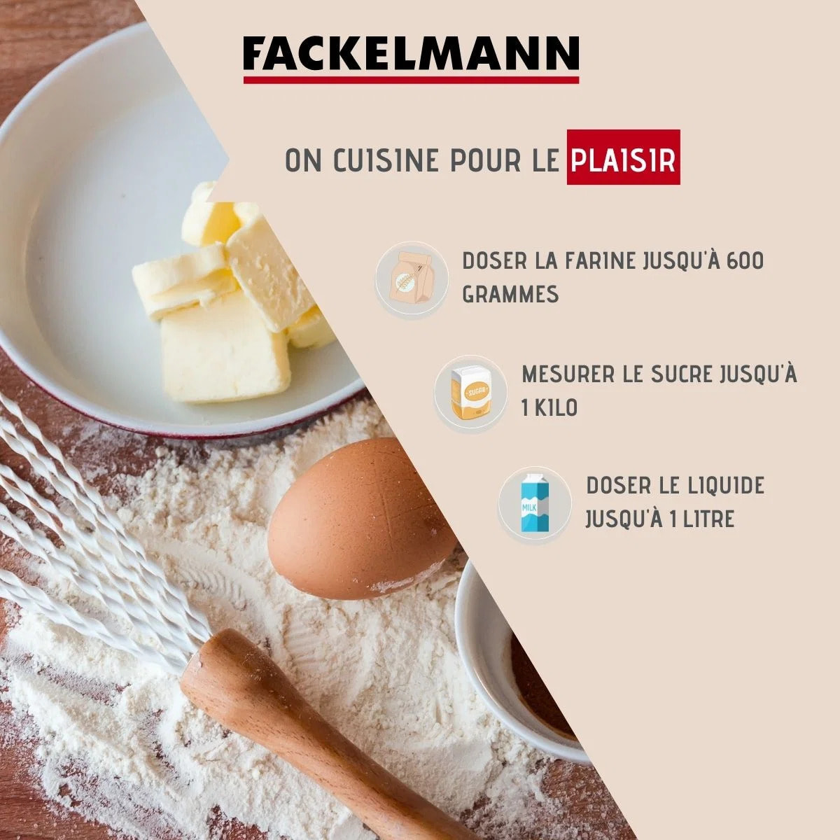 Verre doseur transparent en plastique Fackelmann Basic