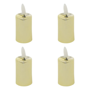 Lot de 4 bougies LED votives métal doré