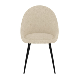Lot de 2 chaises en tissu bouclé blanc cassé - Rona