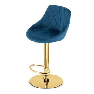 Set di 2 sgabelli bar Kast in velluto blu e oro