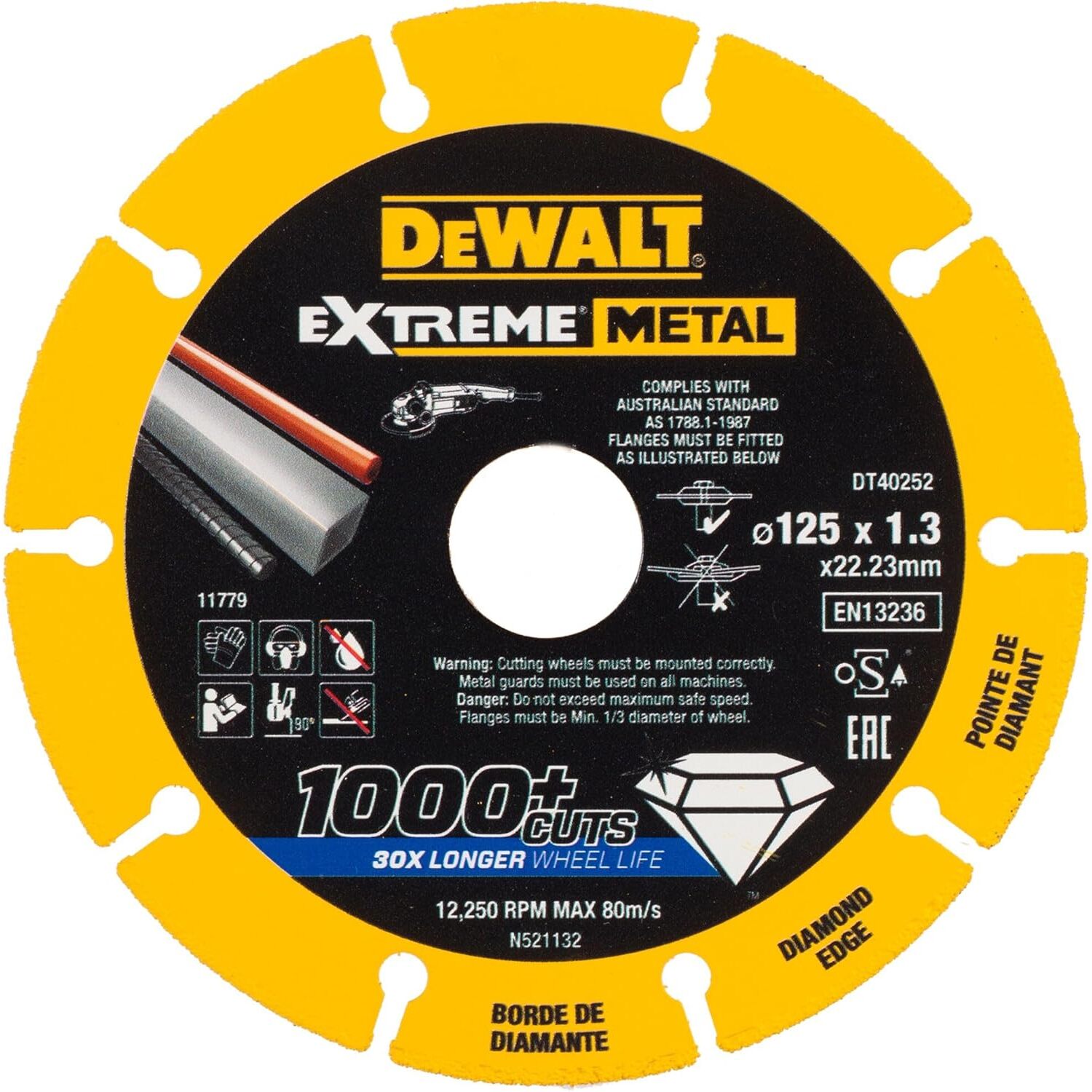 Disque Extreme métal - Ø 125 x 22,23 x 1,3 mm - DEWALT - DT40252-QZ
