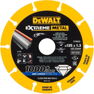 Disque Extreme métal - Ø 125 x 22,23 x 1,3 mm - DEWALT - DT40252-QZ