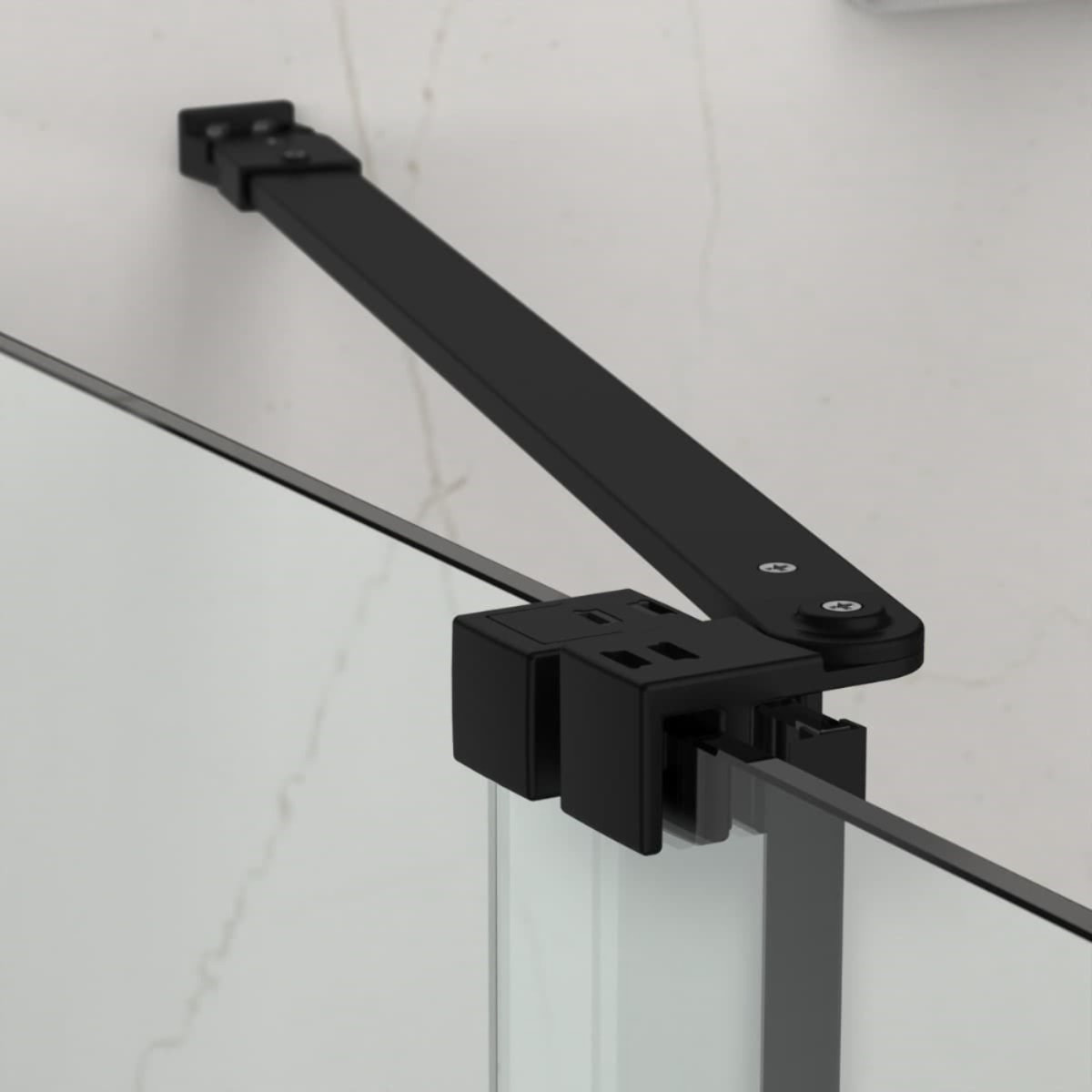 X-MOTION 140x200cm Paroi en verre coulissante Crystal Glass® 8 mm anticalcaire, avec bras et profilés Noir mat (SATBWIXM140C)