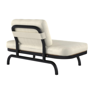 Fauteuil de jardin 2 places blanc cassé et pieds en métal noir - Samba