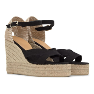 Sandalias de cuña de mujer Bruna en algodón orgánico con cierre de pulsera