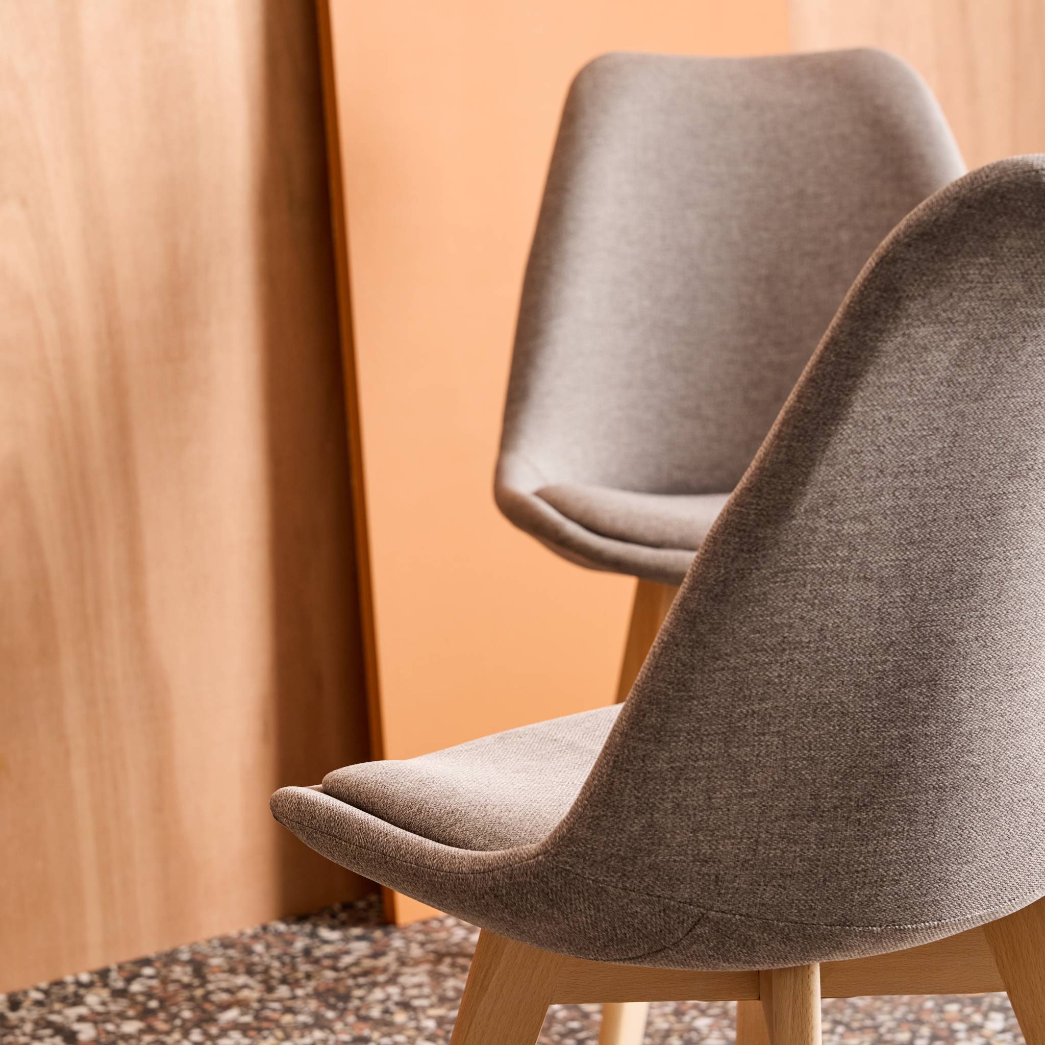 Chaise scandinave bois de hêtre et tissu (lot de 4) NILS