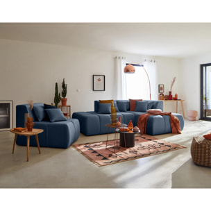 Caracas - canapé modulable d'angle droit - 5 places - en tissu - Bleu