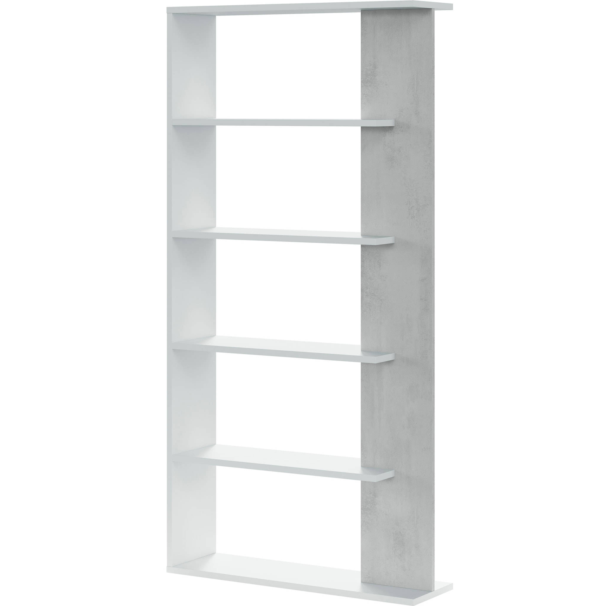 Libreria Santa Cruz Design Scaffale Mensola Moderna Mobile Per Libri Con Ripiani Per Soggiorno Salotto 180 x 90 x 25 cm Bianco e Grigio Cemento
