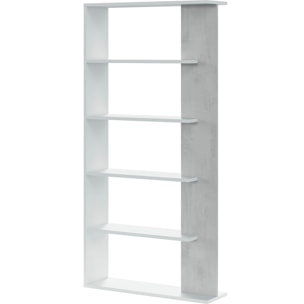Libreria Santa Cruz Design Scaffale Mensola Moderna Mobile Per Libri Con Ripiani Per Soggiorno Salotto 180 x 90 x 25 cm Bianco e Grigio Cemento