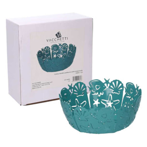 Cestina in metallo cavalluccio verde acqua tondo cm ø20h7