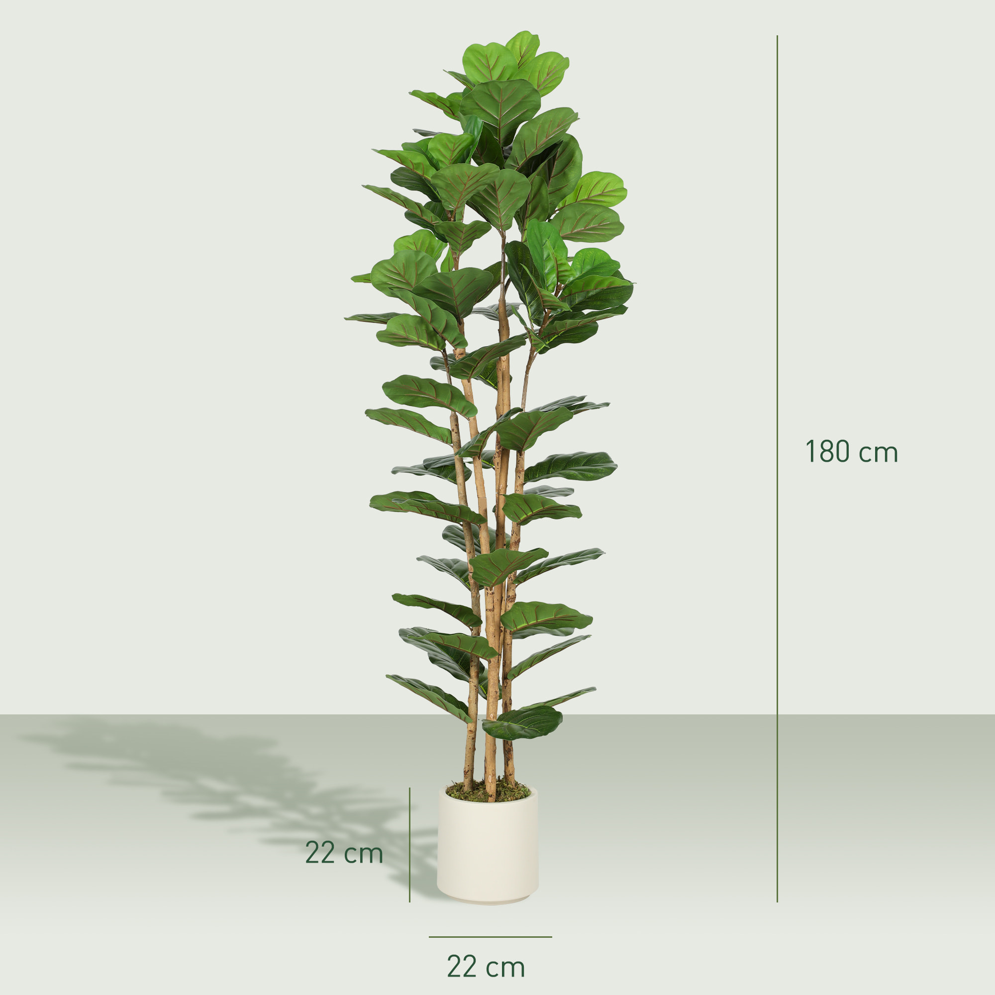 Arbre artificiel plante artificiel figuier lyre H.1,8 m vrais troncs 91 feuilles grand réalisme