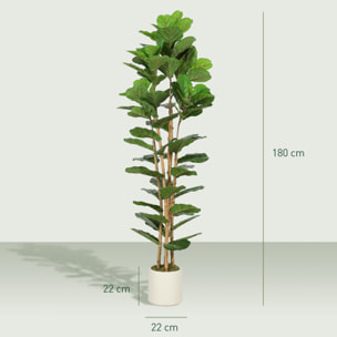 Arbre artificiel plante artificiel figuier lyre H.1,8 m vrais troncs 91 feuilles grand réalisme