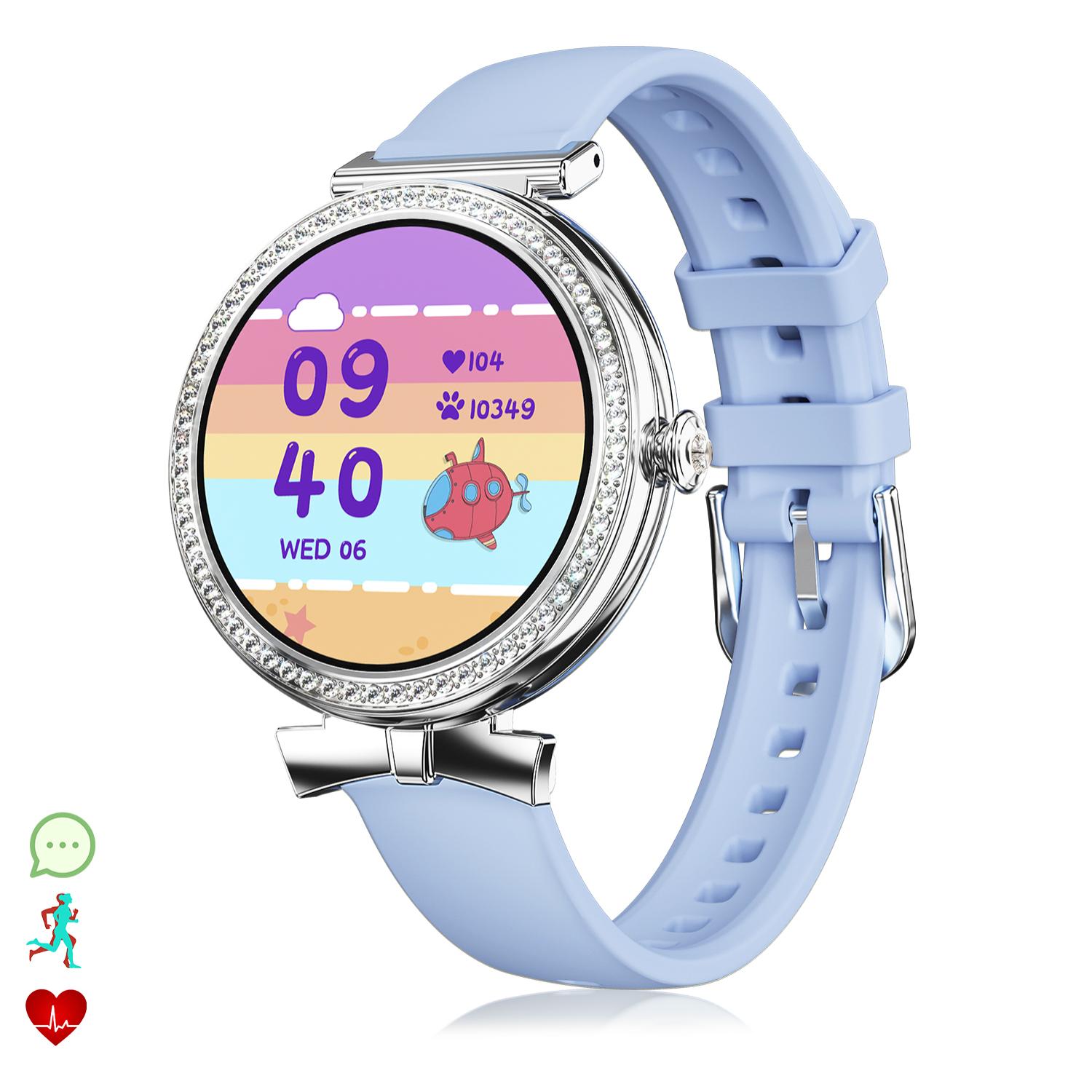 DAM Smartwatch QS01 compacto y elegante. Llamadas BT, notificaciones push. Monitor de salud, ciclos femeninos. Modos deportivos. 4,8x1,2x4,3 Cm. Color: Azul