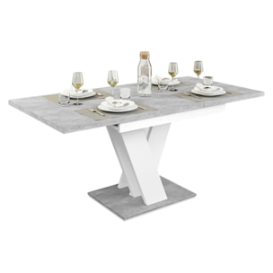 Xandriel - table à manger extensible - gris et blanc - 4 à 6 personnes - Blanc/chêne clair