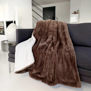 Plaid imitation "Lapin" 130x170cm 610g/m² - Cocoon Taupe Foncé