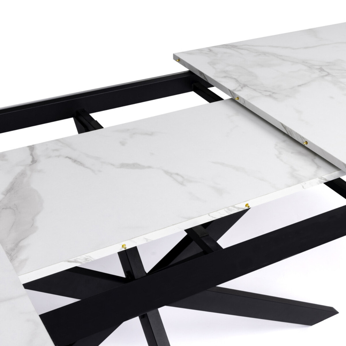 Table à manger extensible Spider 160-200cm effet marbre blanc