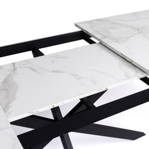 Table à manger extensible Spider 160-200cm effet marbre blanc