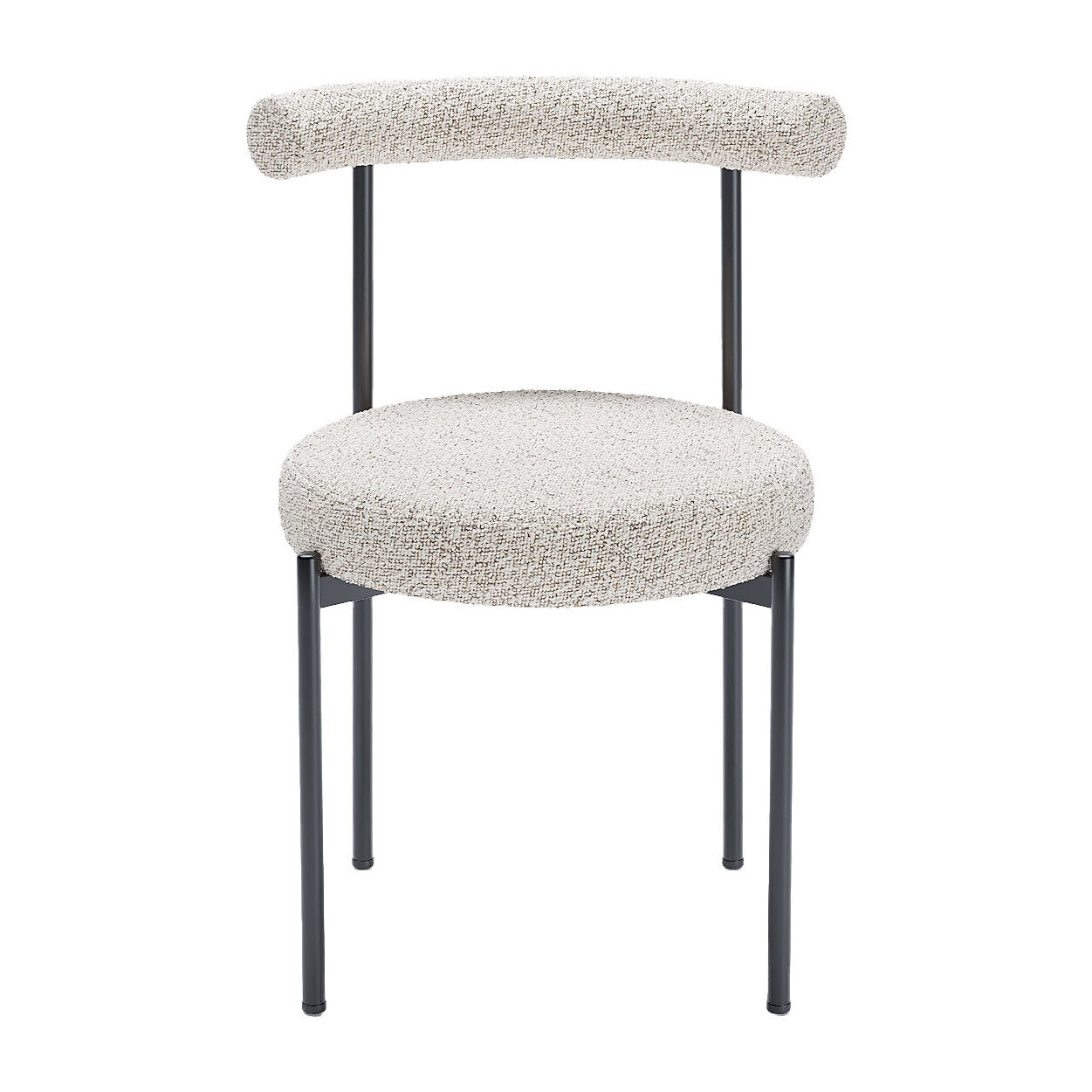 Lot de 2 chaises de salle à manger design moderne, bouclette grise et blanche