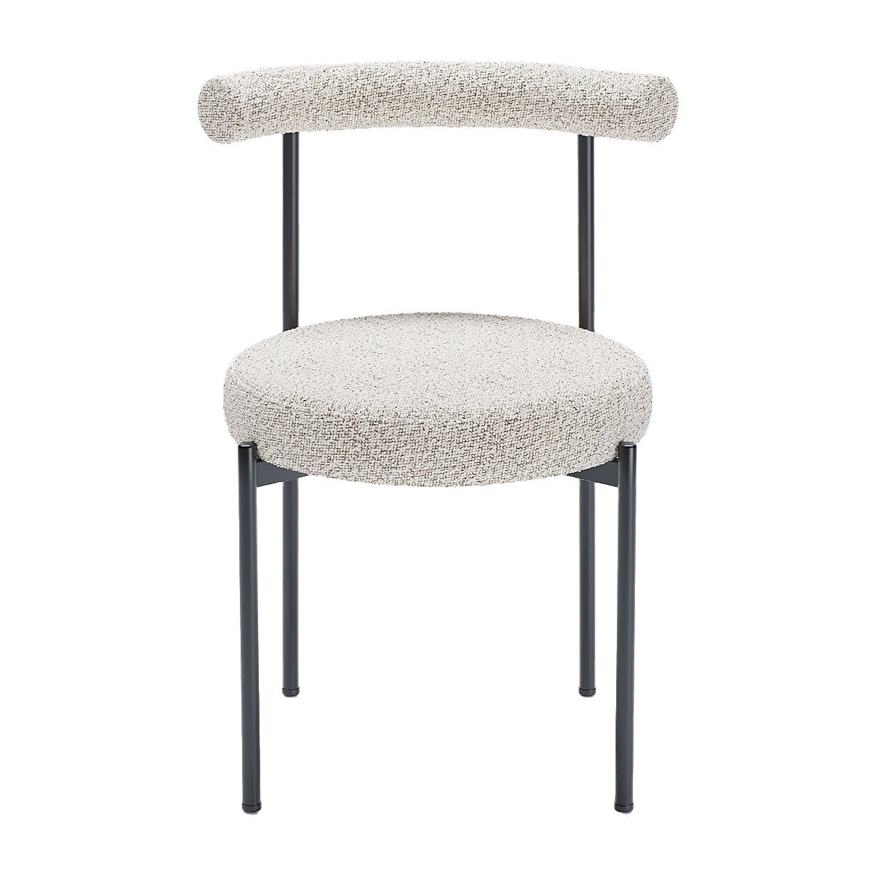 Lot de 2 chaises de salle à manger design moderne, bouclette grise et blanche