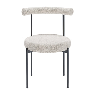 Lot de 2 chaises de salle à manger design moderne, bouclette grise et blanche