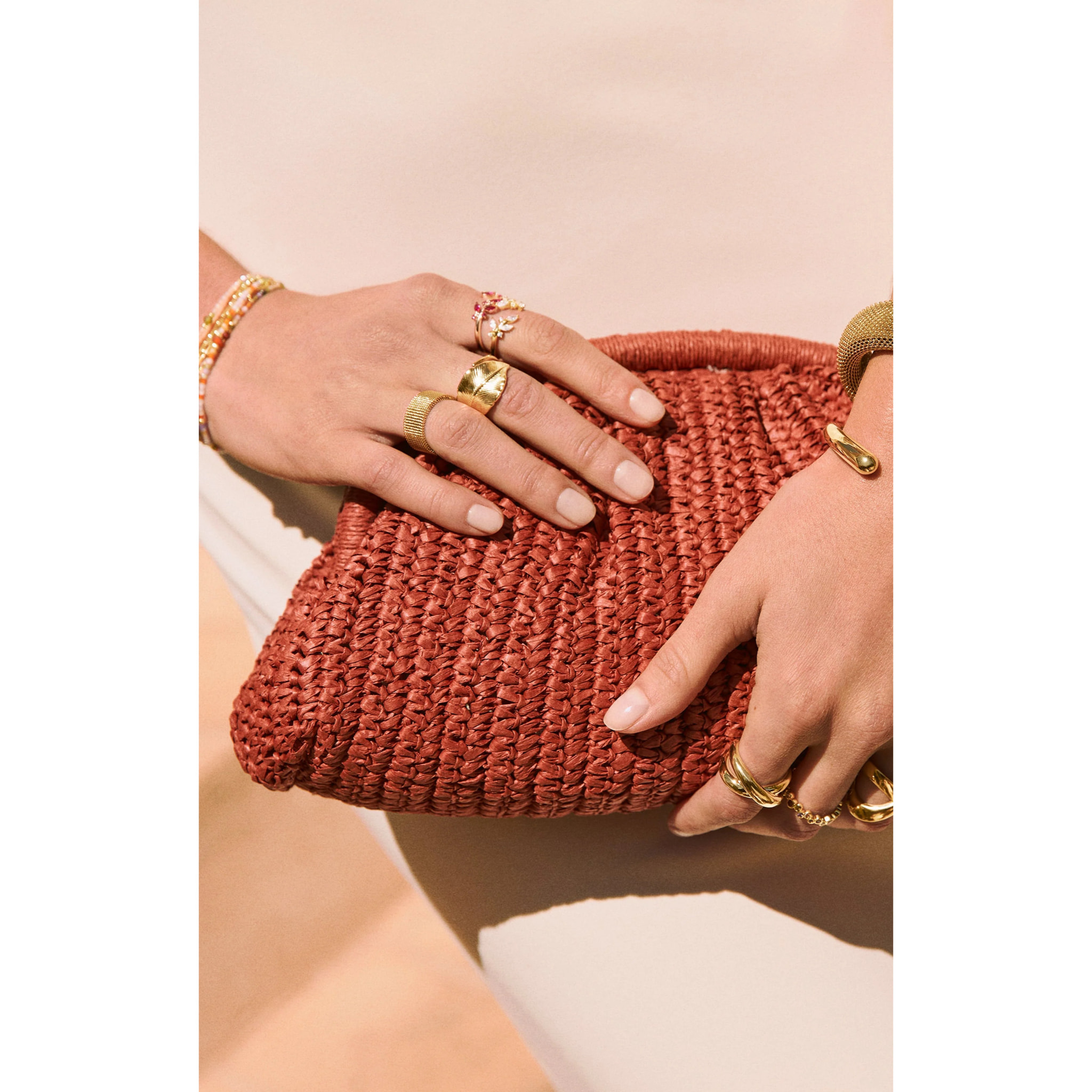 Anillo Hoja Acero Baño Oro