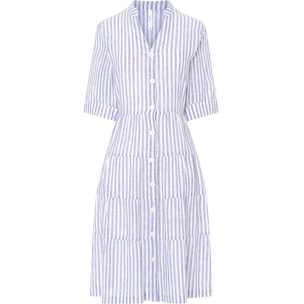 Vestido Rayas Abierto Botones