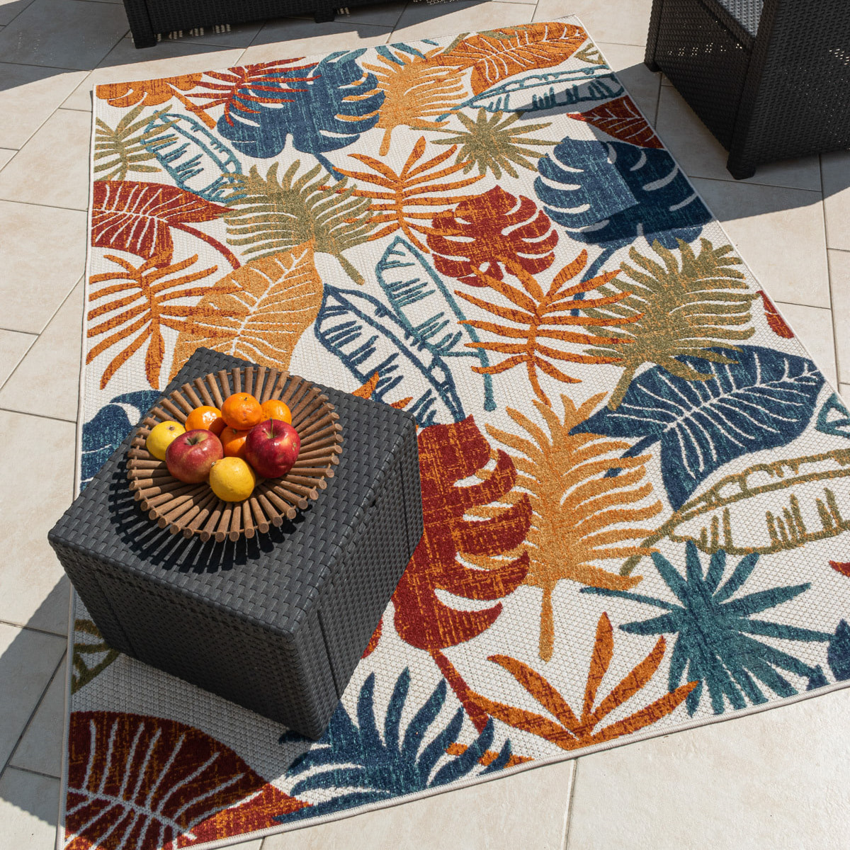 Cabana - Tapis d'extérieur multicolore avec motif à relief