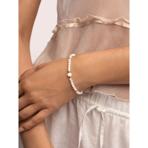 Pulsera Amulet Howlita Blanca Acero Baño Oro