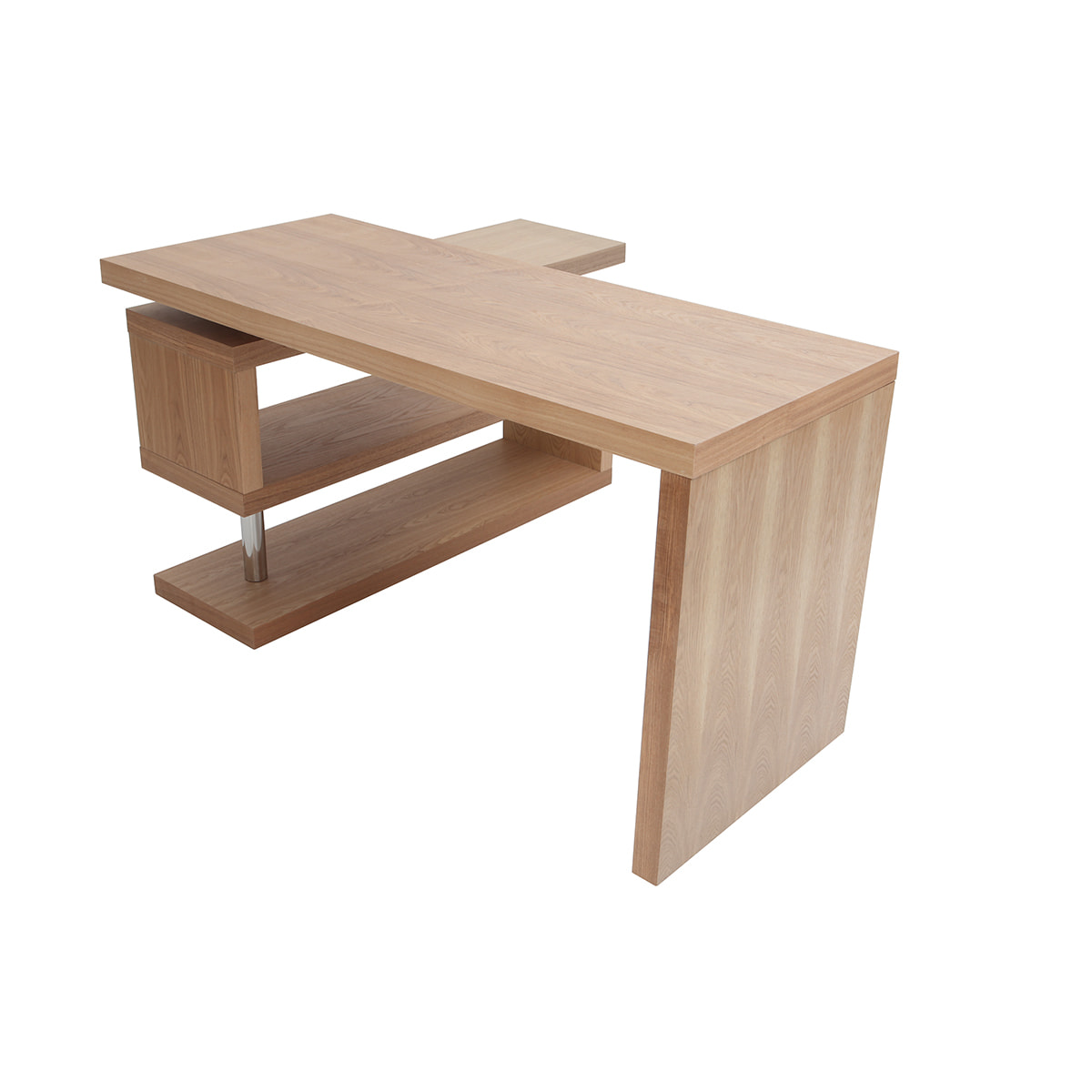 Bureau modulable design bois clair frêne massif L140-214 cm MAX