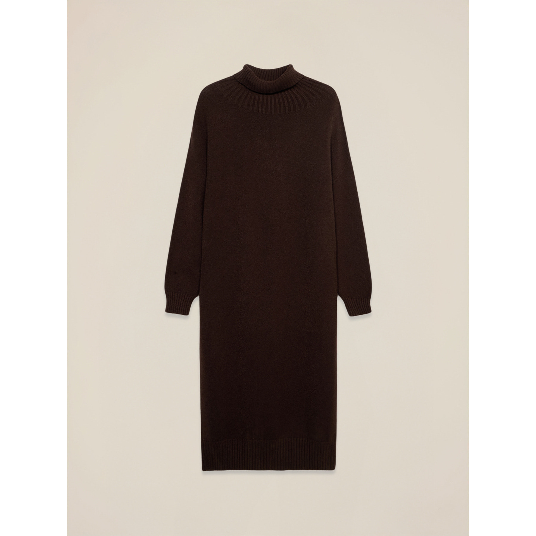 Oltre - Vestido oversize cuello alto de punto - Marrón