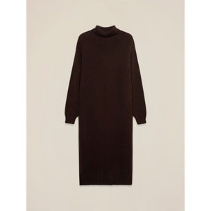 Oltre - Vestido oversize cuello alto de punto - Marrón