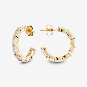 Orecchini a Semicerchio con Cubic Zirconia placcati Oro Giallo 18Kt