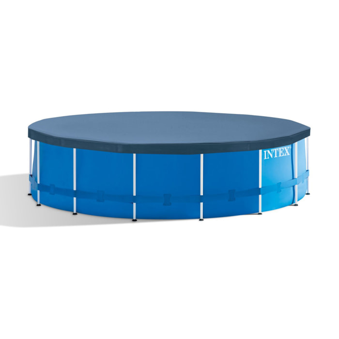Intex Piscina Metal Frame rotonda con Pompa Filtro, Scaletta e Teli, 457x122 cm