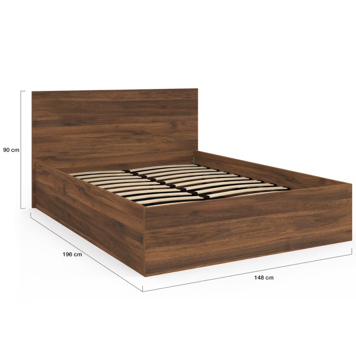 Lit coffre Sicilia 140x190cm effet bois noyer